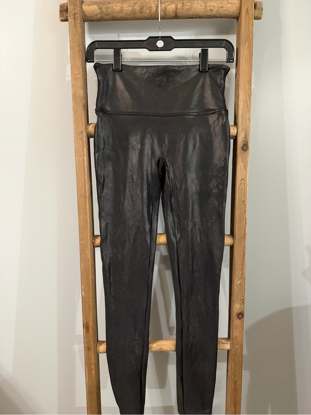 SPANX Black Faux-Leather Look Kids Leggings